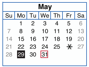 District School Academic Calendar for Salazar Alternative Education Prog for May 2017