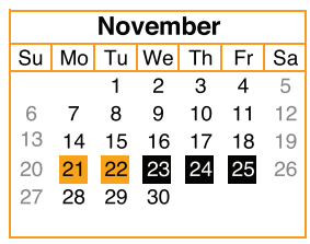 District School Academic Calendar for Salazar Alternative Education Prog for November 2016