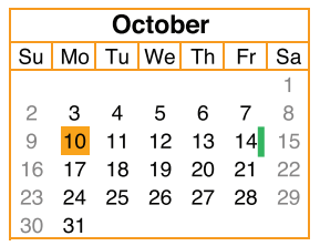 District School Academic Calendar for Stark Elementary for October 2016