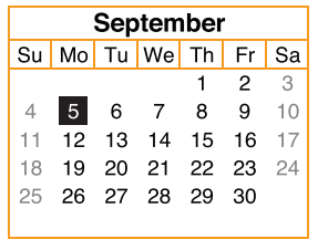 District School Academic Calendar for Rainwater Elementary for September 2016