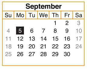 District School Academic Calendar for Smith High School for September 2016