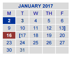 District School Academic Calendar for Viola Cobb Elementary for January 2017