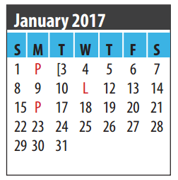 District School Academic Calendar for Clear Brook High School for January 2017