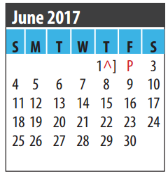 District School Academic Calendar for G H Whitcomb Elementary for June 2017