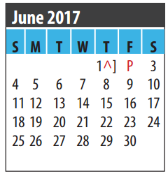 District School Academic Calendar for Clear View Education Center for June 2017