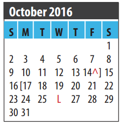 District School Academic Calendar for Brookside Intermediate for October 2016