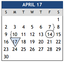 District School Academic Calendar for College Station Middle School for April 2017