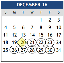 District School Academic Calendar for Southwood Valley Elementary for December 2016