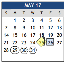 District School Academic Calendar for Center For Alternative Learning for May 2017
