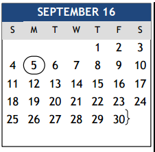 District School Academic Calendar for Oakwood Intermediate School for September 2016