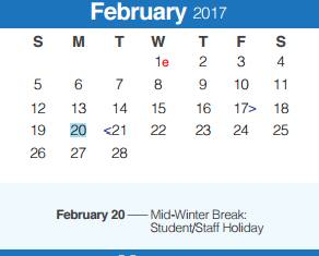 District School Academic Calendar for Mountain Valley Middle School for February 2017