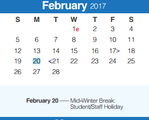 District School Academic Calendar for Smithson Valley High School for February 2017