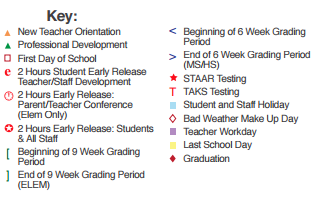 District School Academic Calendar Legend for Rahe Bulverde Elementary School