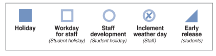 District School Academic Calendar Legend for D A E P