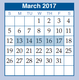 District School Academic Calendar for Flex 11 for March 2017