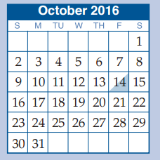 District School Academic Calendar for Travis Intermediate for October 2016
