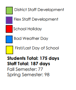 District School Academic Calendar Legend for Austin Elementary