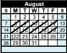 District School Academic Calendar for Mae Stevens Elementary for August 2016