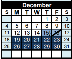 District School Academic Calendar for Hettie Halstead Elementary for December 2016