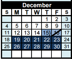 District School Academic Calendar for Crossroads High School for December 2016