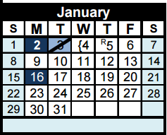District School Academic Calendar for Hettie Halstead Elementary for January 2017