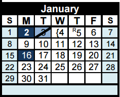 District School Academic Calendar for S C Lee Junior High for January 2017