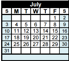 District School Academic Calendar for J L Williams Elementary for July 2016