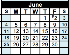 District School Academic Calendar for S C Lee Junior High for June 2017