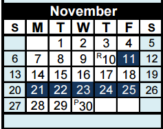 District School Academic Calendar for Copperas Cove Junior High for November 2016