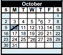 District School Academic Calendar for Hettie Halstead Elementary for October 2016
