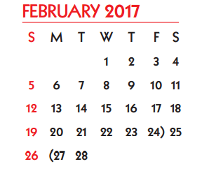 District School Academic Calendar for South Park Middle for February 2017