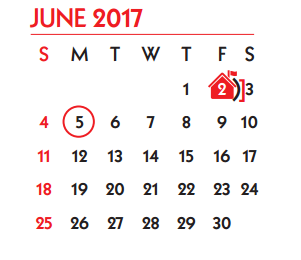 District School Academic Calendar for Smith Elementary School for June 2017