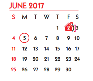 District School Academic Calendar for Martin Middle School for June 2017