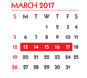 District School Academic Calendar for Smith Elementary School for March 2017