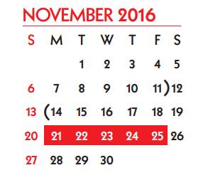 District School Academic Calendar for Browne Middle School for November 2016