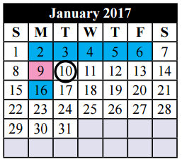 District School Academic Calendar for Dallas Park Elementary for January 2017