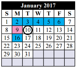 District School Academic Calendar for North Crowley High School for January 2017