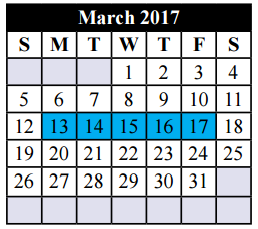 District School Academic Calendar for Tarrant Co J J A E P for March 2017