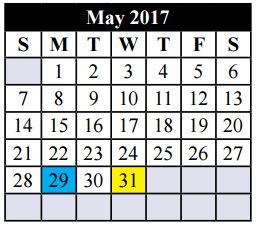 District School Academic Calendar for Sue Crouch Intermediate School for May 2017