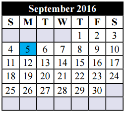 District School Academic Calendar for Meadowcreek Elementary for September 2016