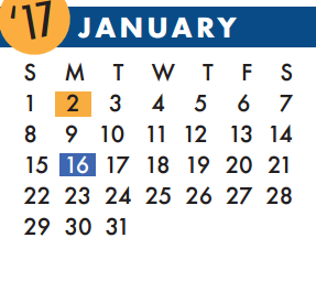 District School Academic Calendar for Sampson Elementary for January 2017