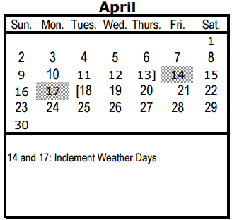 District School Academic Calendar for Albert S Johnston Elementary School for April 2017