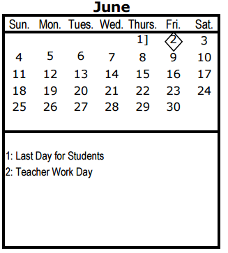 District School Academic Calendar for Jill Stone Elementary School At VI for June 2017