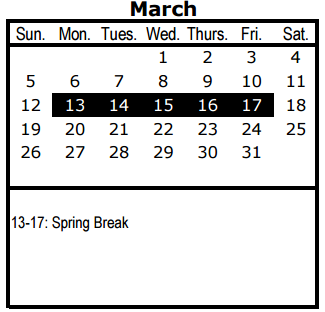 District School Academic Calendar for Leila P Cowart Elementary School for March 2017