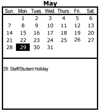 District School Academic Calendar for John Neely Bryan Elementary School for May 2017