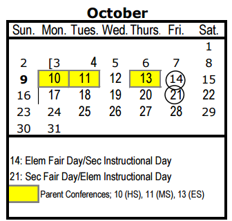 District School Academic Calendar for Boude Storey Middle for October 2016