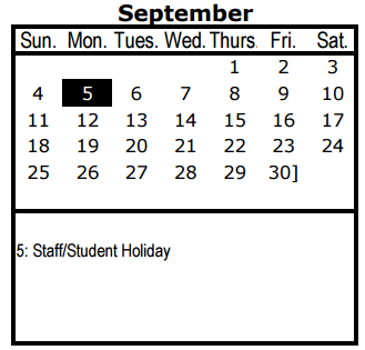 District School Academic Calendar for San Jacinto Elementary School for September 2016