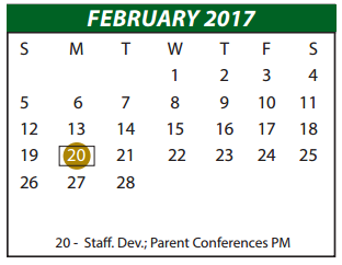 District School Academic Calendar for D H S Freshman Campus for February 2017