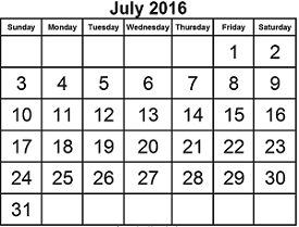 District School Academic Calendar for Northside El for July 2016