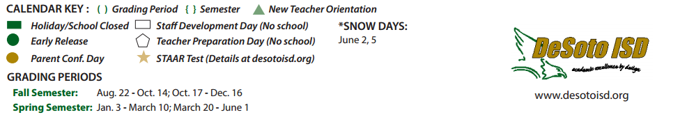 District School Academic Calendar Key for Frank D Moates El